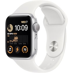 Apple Watch SE 2nd Gen 40 mm GPS (Sølv Alu/Hvit sportsreim)