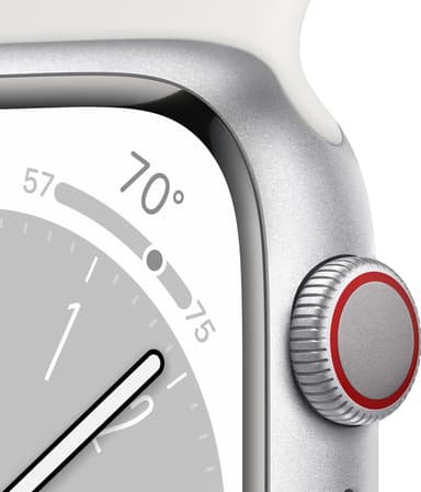 Apple Watch Series 8 41mm Cellular (sølv alu / hvit sportsreim)