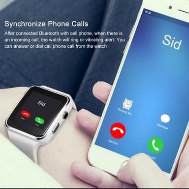 Smartwatch med Kamera Touch Screen Bluetooth iPhone - Hvit