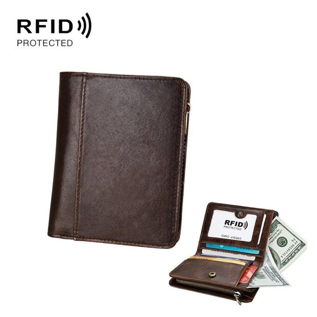 RFID Lærlommebok Brun