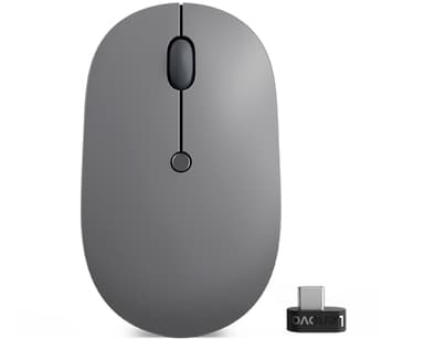Lenovo Go, Ambidekstriøs, Optisk, RF kabel-fri, 2400 DPI, Sort, Grå