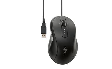 Fujitsu M520, Ambidextrous, Optisk, USB Type-A, 1000 DPI, Svart