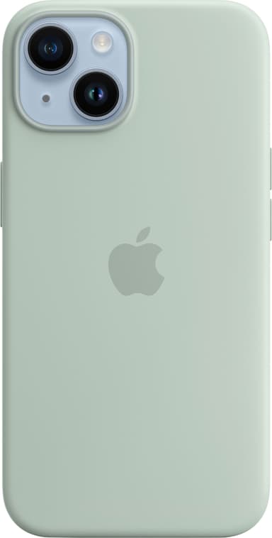 iPhone 14 silikondeksel med MagSafe (sølvrosett)