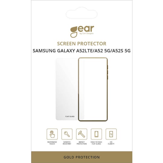 GEAR Glass Prot. Flat Case Friendly 2.5D GOLD Samsung A52 LTE/A52 5G/A52S 5G