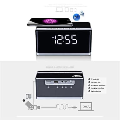 Bluetooth Klokkeradio med høyttaler/Handsfree/Mikrofon