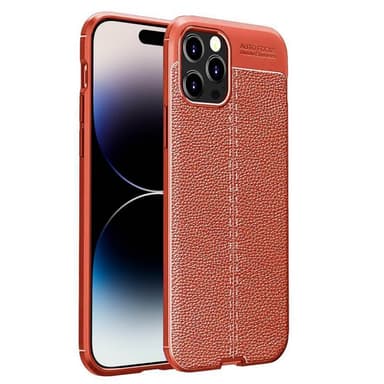 Lærmønstret TPU-deksel Apple iPhone 14 Pro Max - Coral