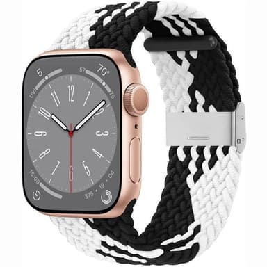 Flettet elastisk armbånd Apple Watch 8 (45mm) - svarthvit