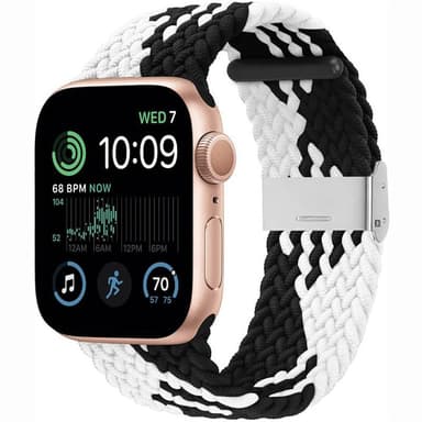 Flettet elastisk armbånd Apple Watch SE 2022 44mm - svarthvit