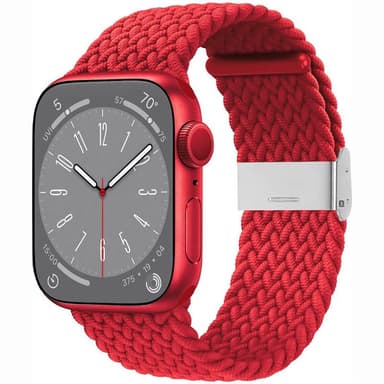 Flettet elastisk armbånd Apple Watch 8 (45mm) - mørkerød