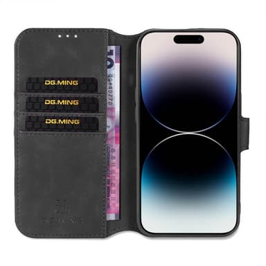 DG-Ming Lommebokdeksel 3-kort Apple iPhone 14 Pro - Sort