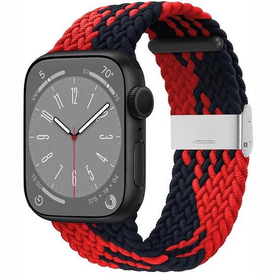 Flettet elastisk armbånd Apple Watch 8 (45mm) - Rød/Svart