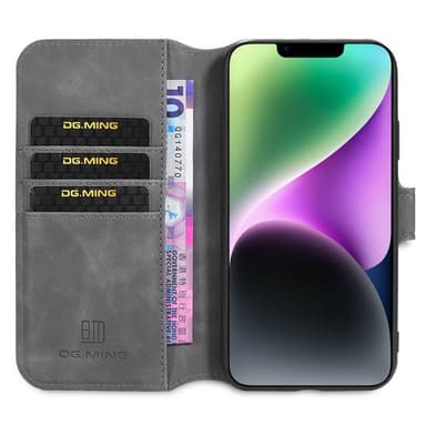 DG-Ming Lommebokdeksel 3-kort Apple iPhone 14 Plus - Grå