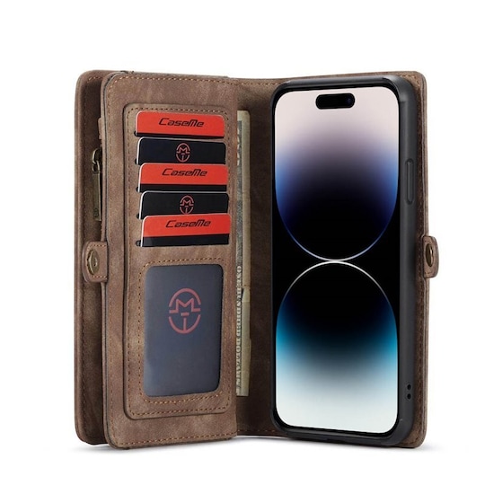 Multi Wallet CaseMe 11-kort Apple iPhone 14 Pro Max - Brun
