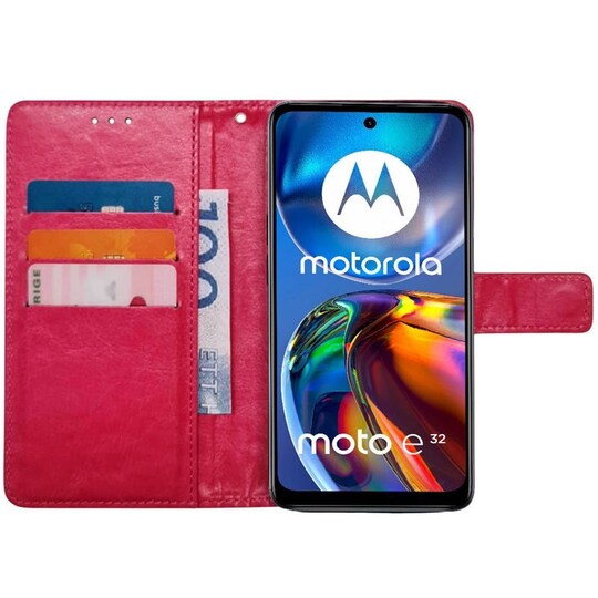 Mobil lommebok 3-kort Motorola Moto E32 - Rosa