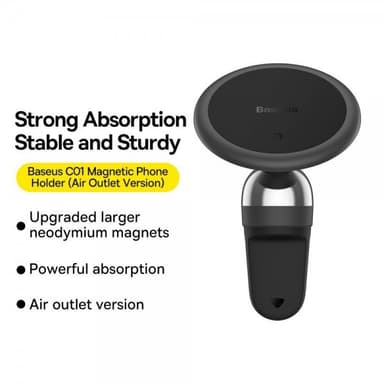 Baseus Magnetisk Bilhållare C01 Air Outlet 360 Grader Roterbar Svart