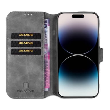 DG-Ming Lommebokdeksel 3-kort Apple iPhone 14 Pro Max - Grå