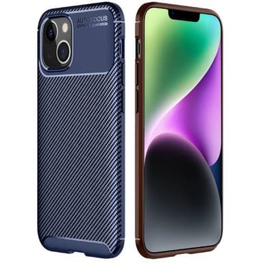 Carbon silikon deksel Apple iPhone 14 Plus - Blå