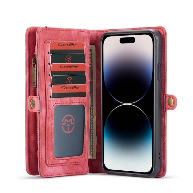 Multi Wallet CaseMe 11-kort Apple iPhone 14 Pro Max - Rød