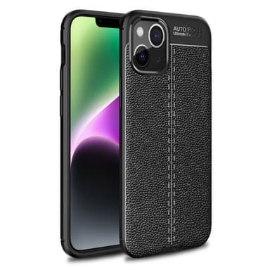 Lærmønstret TPU-deksel Apple iPhone 14 Plus - Sort