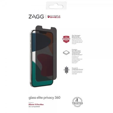 ZAGG InvisibleShield iPhone 13 Pro Max/iPhone 14 Plus Skjermbeskytter Glass Elite Privacy 360