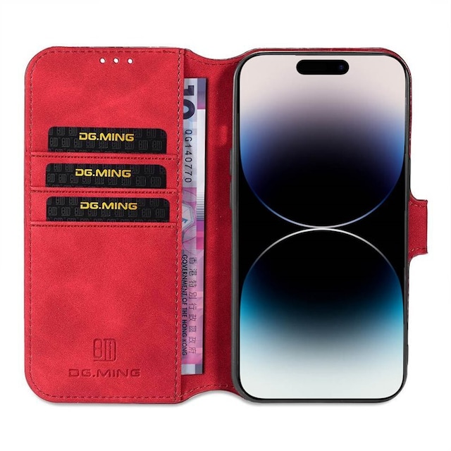 DG-Ming Lommebokdeksel 3-kort Apple iPhone 14 Pro Max - Rød