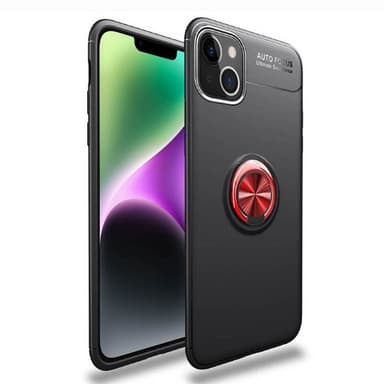 Slim Ring Deksel Apple iPhone 14 - Sort/Rød