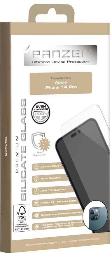 Panzer Full-Fit Silicate iPhone 14 Pro skjermbeskytter