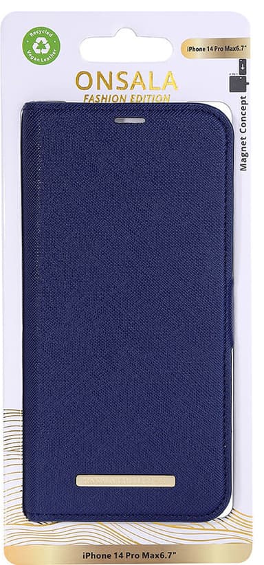 Onsala Apple iPhone 14 Pro Max lommebokdeksel (marineblå)