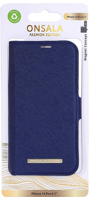 Onsala Apple iPhone 14 Pro lommebokdeksel (marineblå)