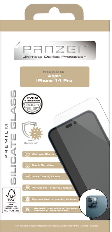 Panzer Full-Fit Silicate iPhone 14 Pro skjermbeskytter
