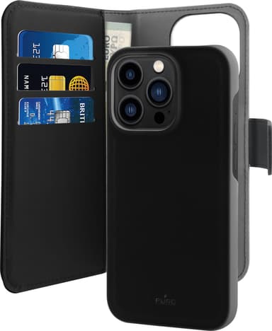 Puro 2in1 lommebok til iPhone 14 Pro (sort)