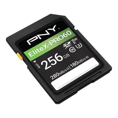 PNY 256GB EliteX-PRO60 Class 10 U3 V60 UHS-II SD Flash Memory Cards