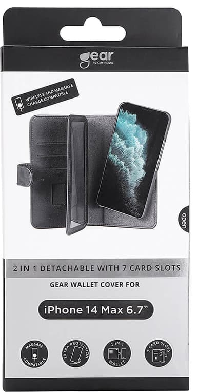 Gear 2in1 MagSeries iPhone 14 Plus lommebokdeksel (sort)