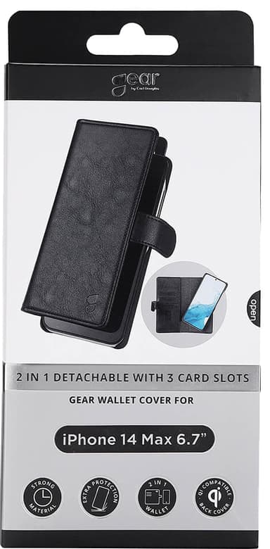 Gear 2in1 iPhone 14 Plus lommebokdeksel (sort)