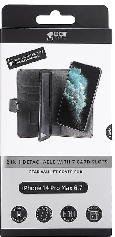 Gear 2in1 MagSeries iPhone 14 Pro Max lommebokdeksel (sort)