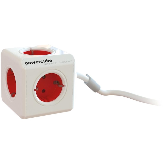 allocacoc PowerCube Extended 5 Sockets, 1.5m, red