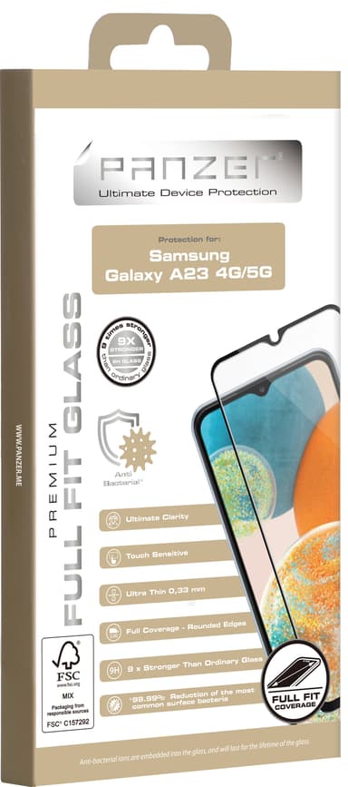 Panzer Full-Fit skjermbeskytter til Samsung A23 4G/5G