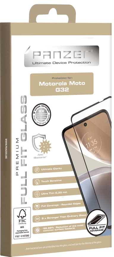 Panzer Full-Fit skjermbeskytter til Motorola Moto G32