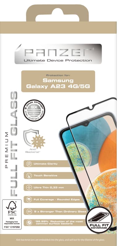 Panzer Full-Fit skjermbeskytter til Samsung A23 4G/5G