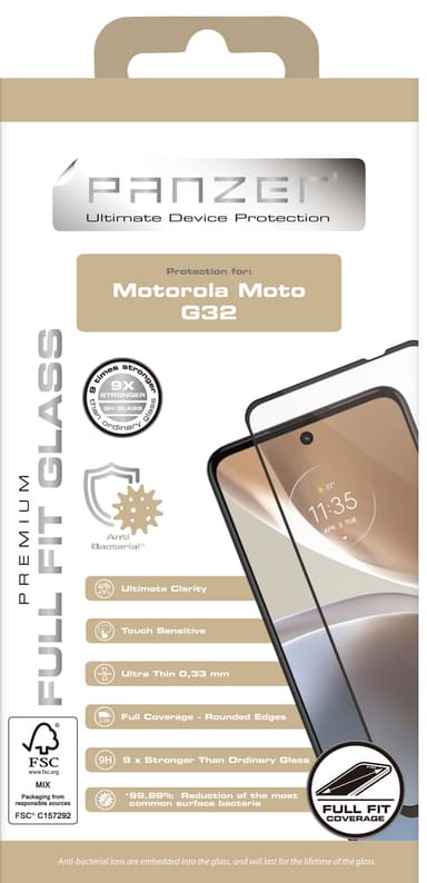 Panzer Full-Fit skjermbeskytter til Motorola Moto G32