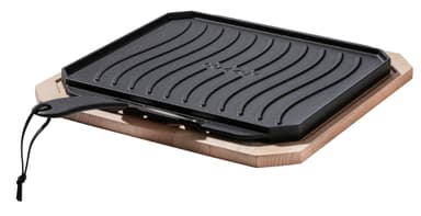 Cozze® vendbar støpejernspanne med bordskåner 330 x 330 mm.