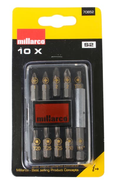 Millarco® bitssett S2-stål 10 deler