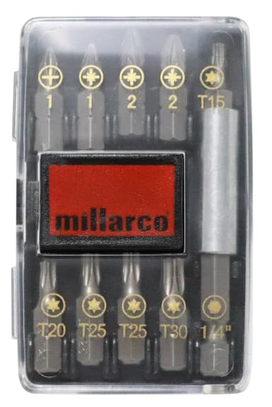 Millarco® bitssett S2-stål 10 deler