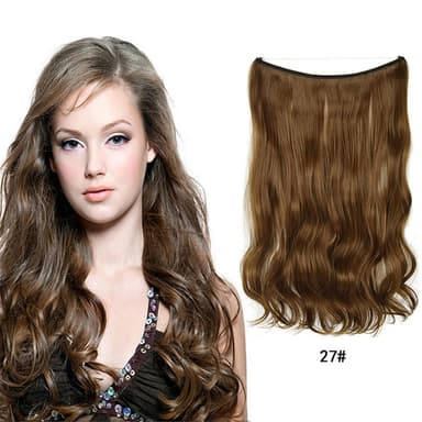 Clip-on langt bølget hår 55 cm Rød blond