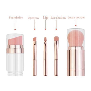 Makeup Brushes Sett med Foundation Brush Eye Shadow Concealer 5 stk Rose gull