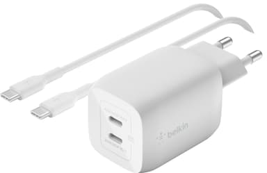 Belkin 65W Dual USB-C lader (kabel inkludert)