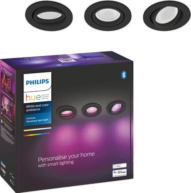 Philips Hue Centura innfelt spotlys 3x5,7W (sort)