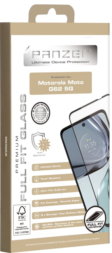Panzer Full-Fit skjermbeskytter til Motorola Moto G62 5G