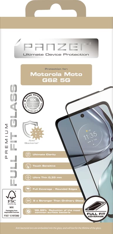 Panzer Full-Fit skjermbeskytter til Motorola Moto G62 5G