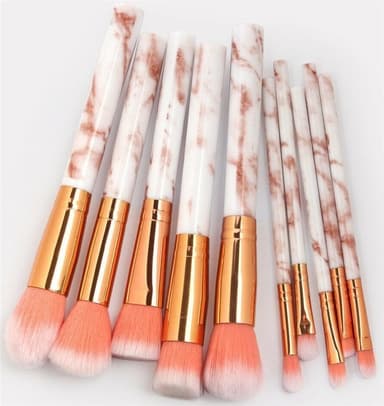 10-Pack profesjonelle & skånsomme sminkekoster - fin design i marmor & roségull